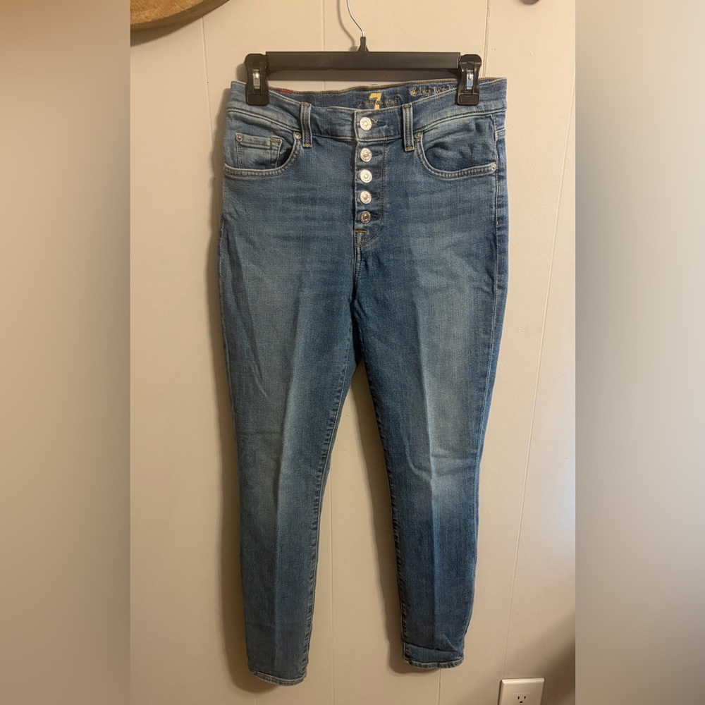 7 For All Mankind Light Blue Ankle Skinny Jeans Stretch